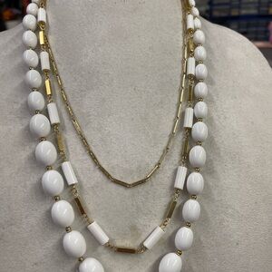 Monet Gold and White Layered Necklace